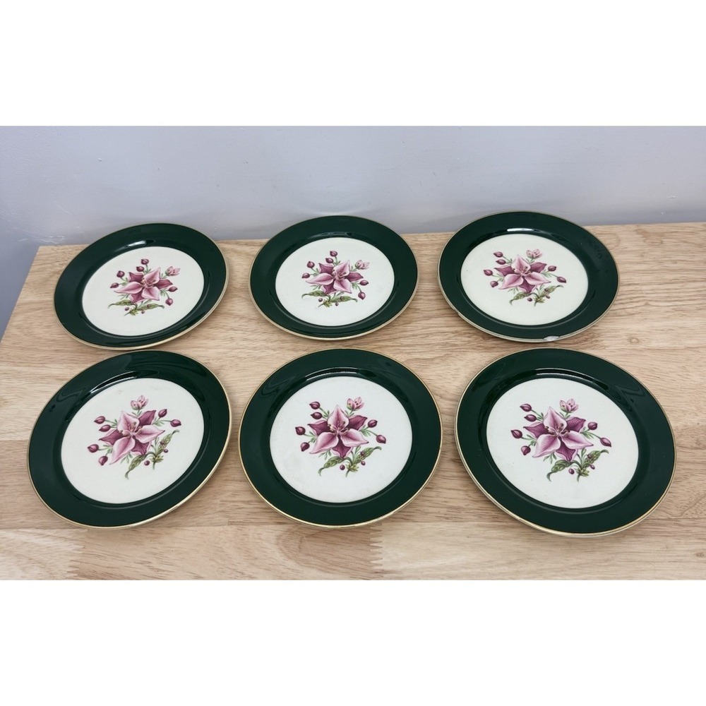 6 Taylor Smith Taylor APPALACHIAN HEIRLOOM BONNIE 6 1/4" BREAD PLATES‎ #68